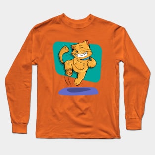 Jumping Golden Brown Cat Long Sleeve T-Shirt